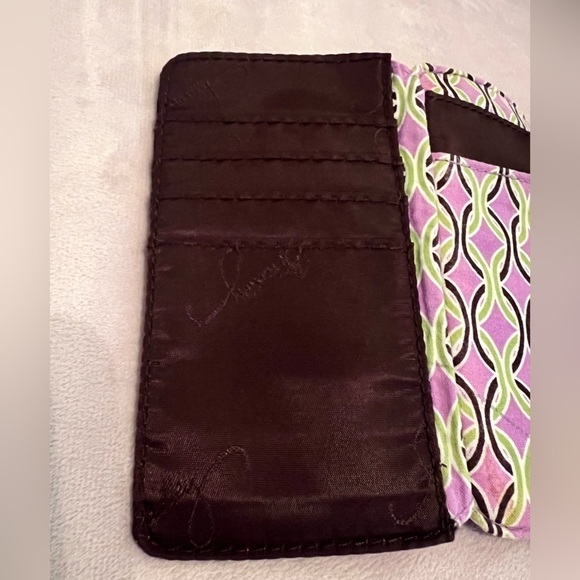 VERA BRADLEY Purple Punch Trifold Euro Wallet Floral Pink Green Brown - Picture 11 of 13